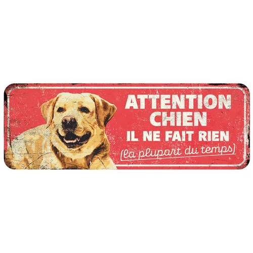 Solution simple：Panneau d'avertissement labrador coloris rouge en métal galvanisé D&D Home - 40 x 13 x 0,3 cm