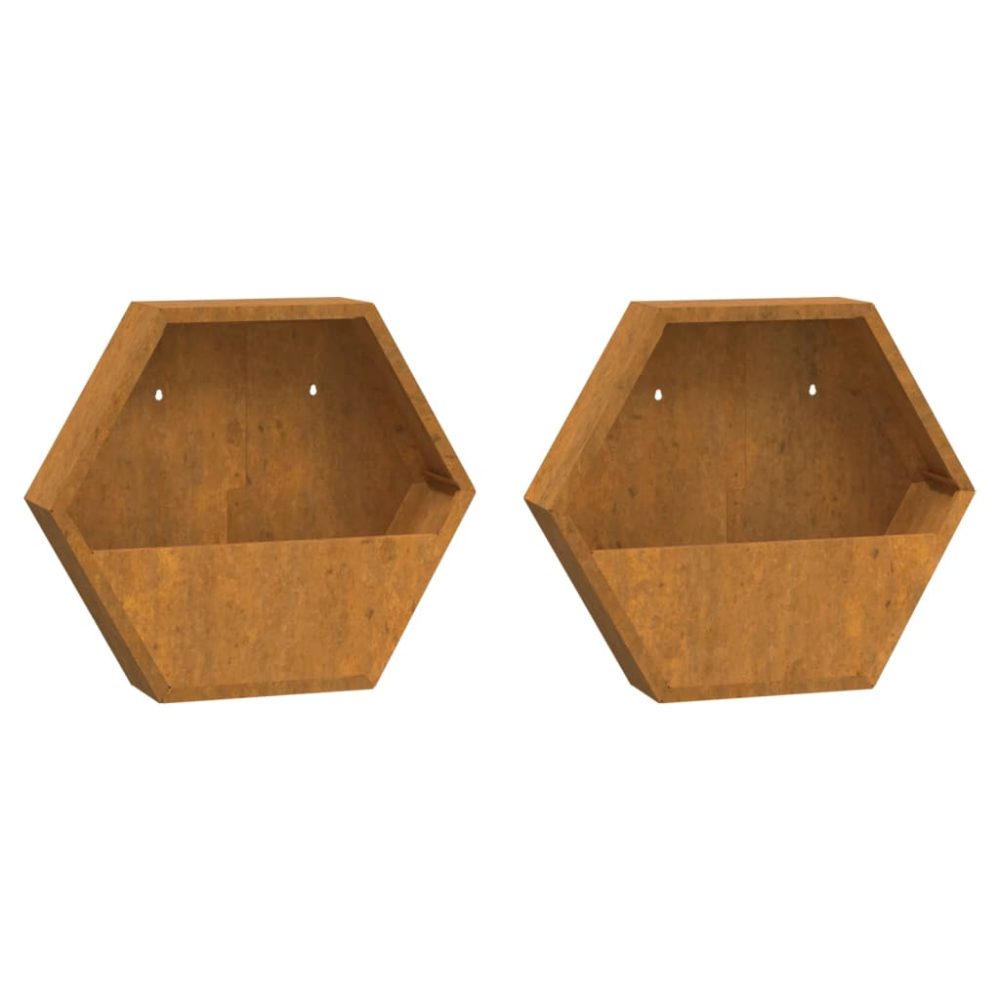 vidaXL Jardinières murales 2 pcs Rouillé Acier corten 46x10x40 cm