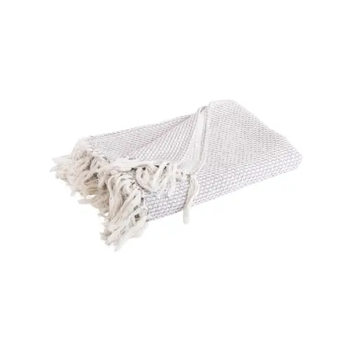 Malin au jardin:Plaid uni en chenille coton beige et lilas - 170 x 130 cm