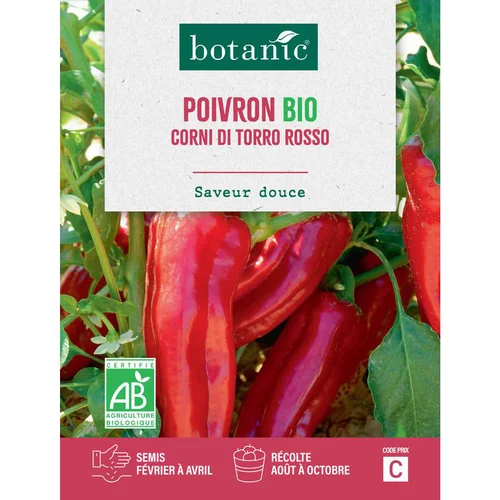 Univers végétal：Graines de poivron corni di torro rosso bio botanic® - graines corni semer