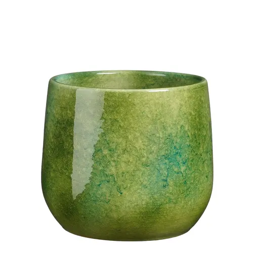 Essentiel maison：Pot rond coloris vert en terre cuite Hugo Mica Decorations - 21 x 22 cm