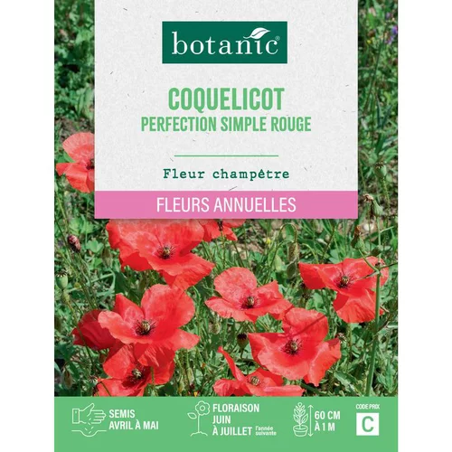 Solution extérieur：Graines de coquelicot perfection simple rouge botanic® - graines à semer