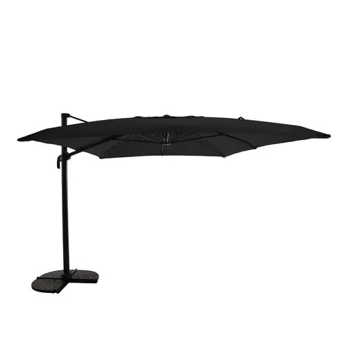 Accessoire au jardin:Parasol déporté rectangulaire en aluminium coloris gris - 400 x 300 cm