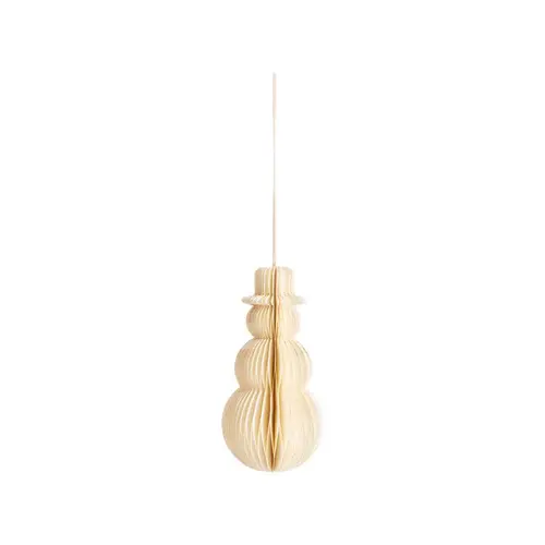Le bon choix pour le jardin:Décoration à suspendre bonhomme de neige en papier crème - 12 cm