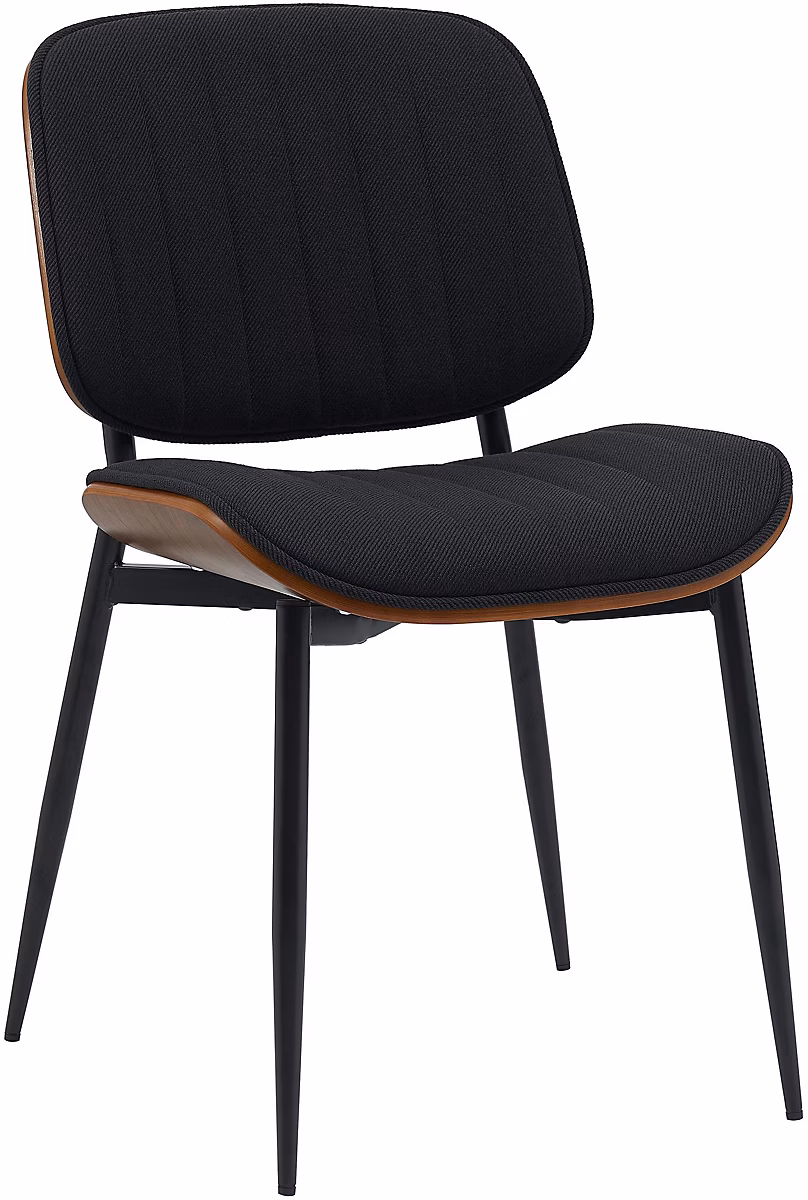 Chaise salle à manger Tiffin | rembourrée – bois courbé – dossier – chaise cuisine – chaise attente rembourrée Noyer/Noir/Tissu