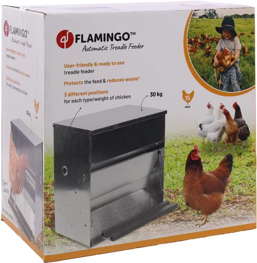 Côté extérieur：Mangeoire automatique coloris gris Timo L Flamingo - 50 x 42,5 x 50 cm