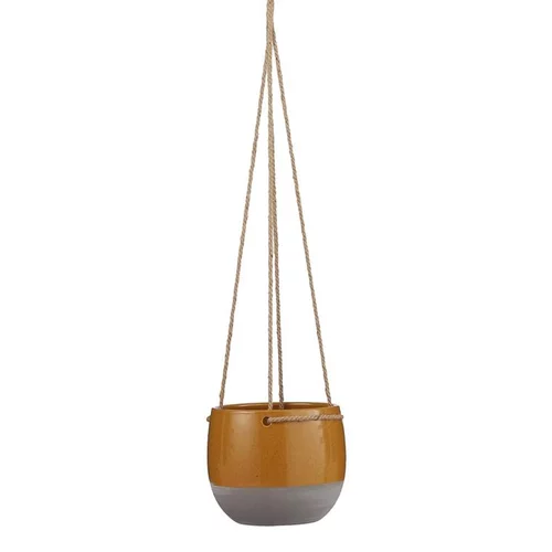 Pour mieux aménager vos extérieurs：Pot à suspendre ocre en céramique Mica Décorations Resa - H 11,5 x Ø 13,5 cm