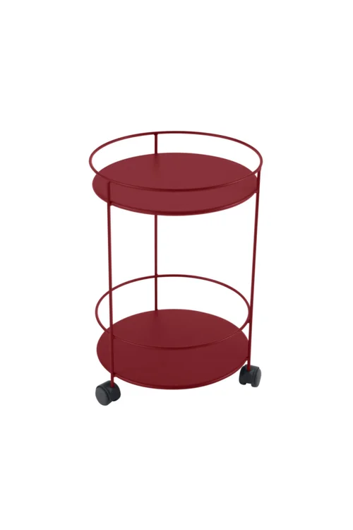 Adapté au jardin：Guéridon Guinguette coloris rouge en acier Fermob - Ø 40 x 61 cm