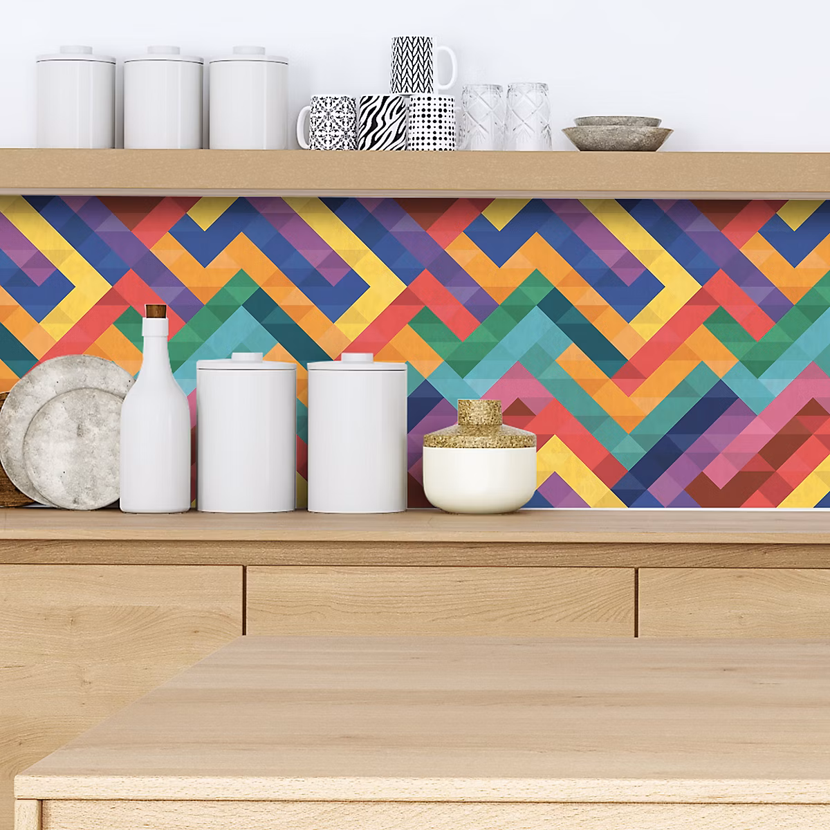 Crédence adhésive design pixel coloré – 50 × 300cm