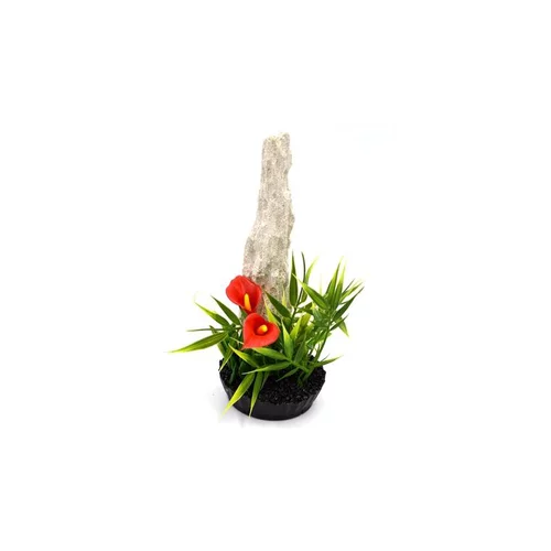 Jardin & loisirs:Décor en plastique vert avec bois bambou 7 x 18 cm