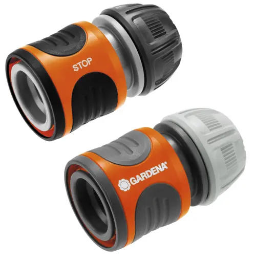 Pour personnaliser votre jardin:Raccords rapide + aquastop coloris noir Gardena - 13-15 mm