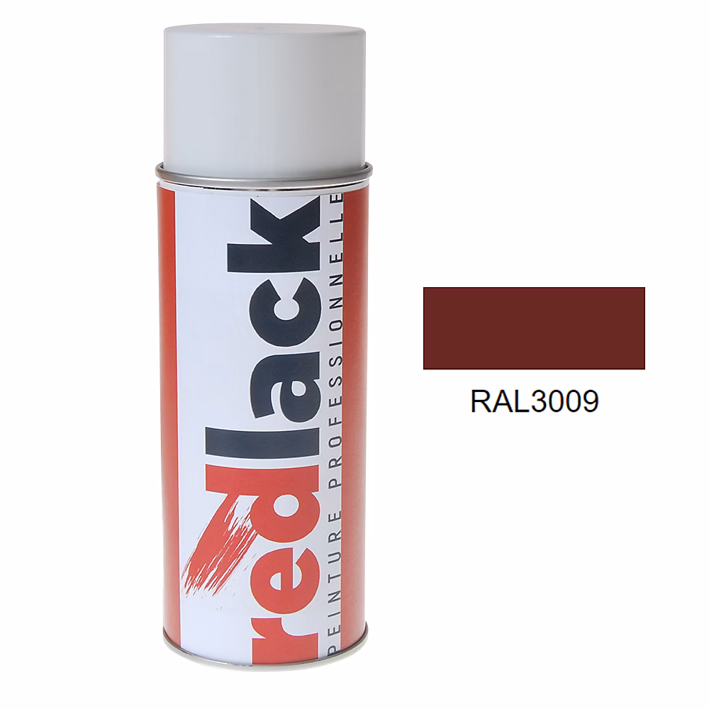 Bombe de peinture Aérosol – spray | 400ml | RAL 3009 Rouge oxyde | Satiné | multisupport | Redlack | RAL3009