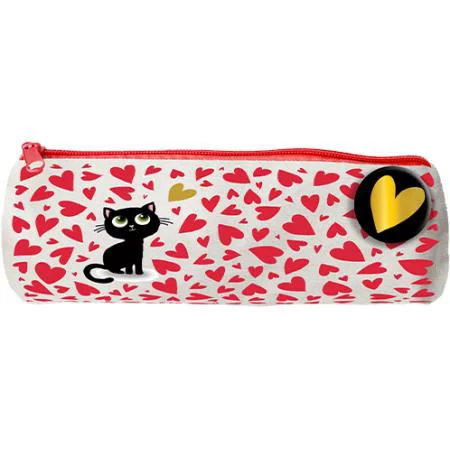 Pour votre confort en extérieur：Trousse ronde chaton cœurs coloris multicolore Cartes d'Art