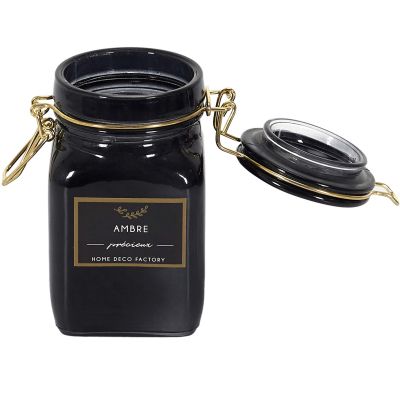Bougie parfumée pot à clip apothicaire 9 x 6 x 11 cm (Noir)