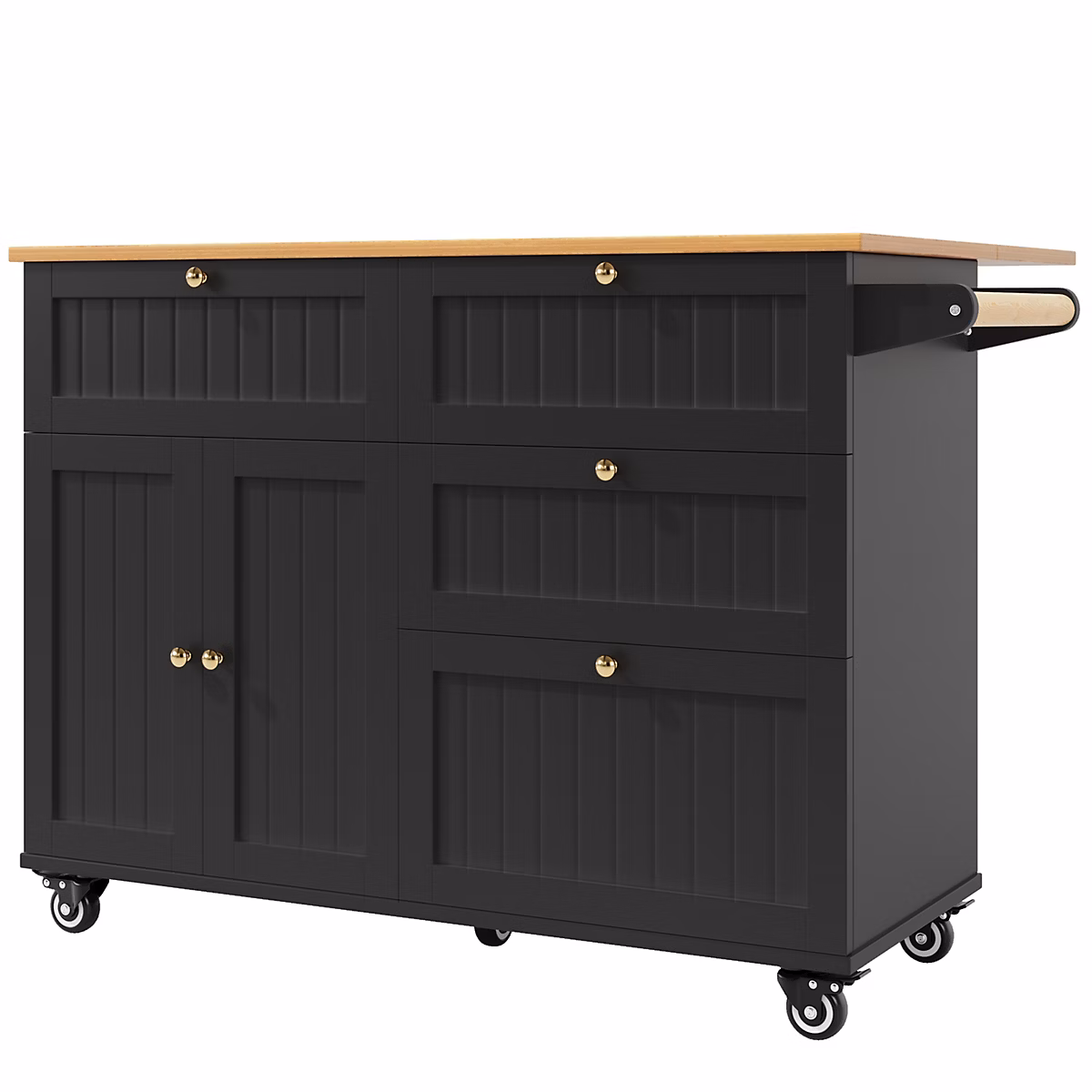 Chariots de cusisine noire extensible scandinaveen MDF avec roulettes – Réf. GKCTCWWRW1286636085