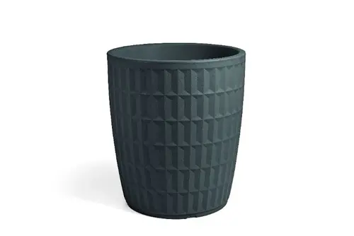 Un choix pratique pour le jardin:Pot rond en plastique coloris anthracite Veca Tyle - Ø 80 cm