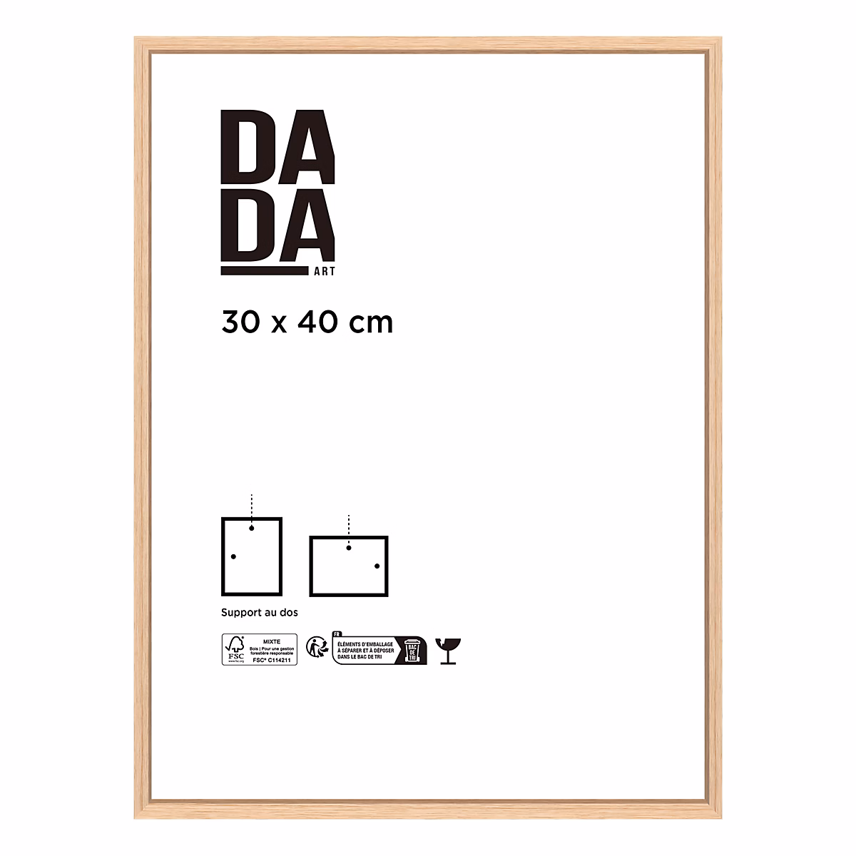Cadre photo effet chêne 30 × 40 cm Dada Art Mia