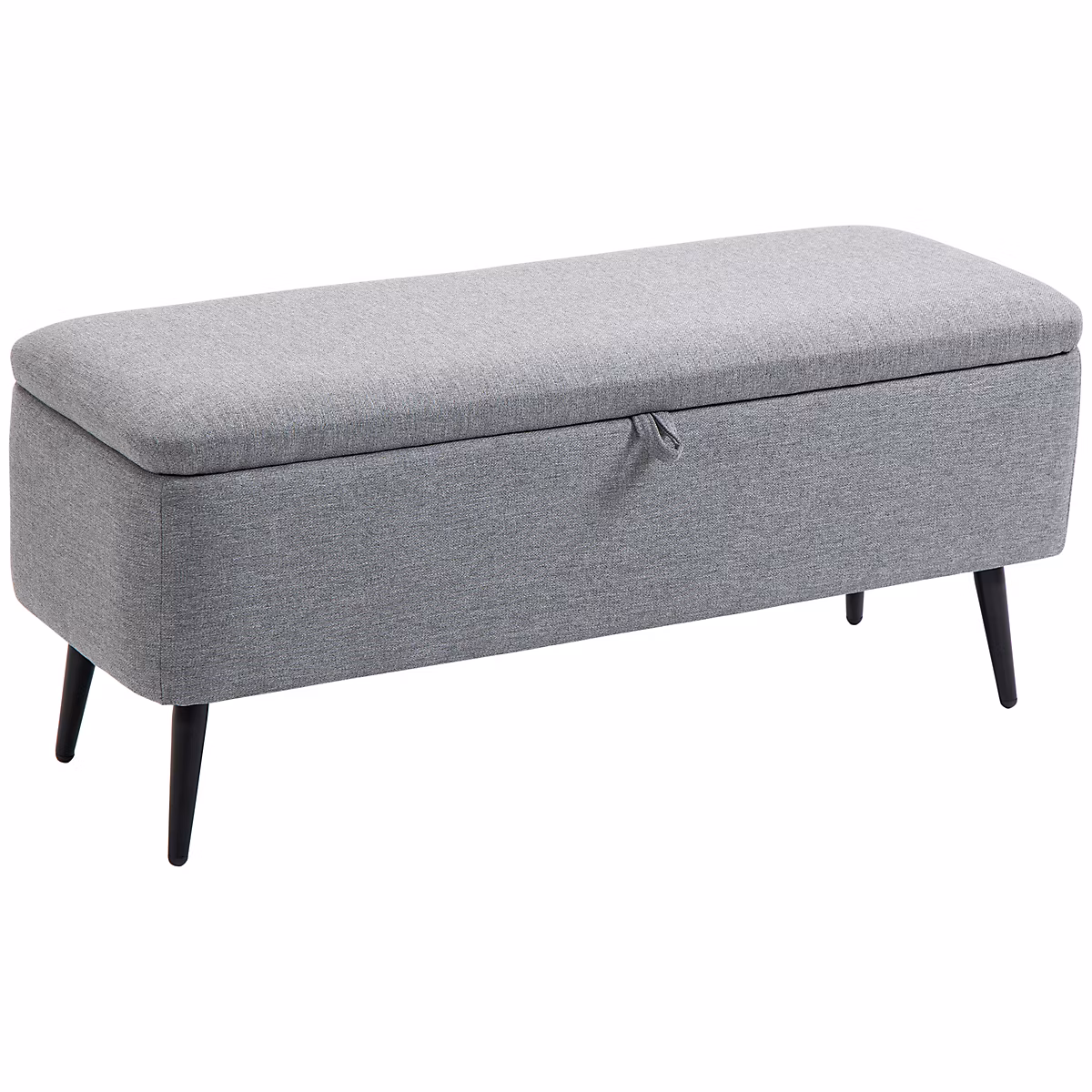 Banc coffre de rangement 2 en 1 dim. 102L x 40l x 39H cm piètement acier noir tissu gris – Réf. YOFHXRPSN4252741446