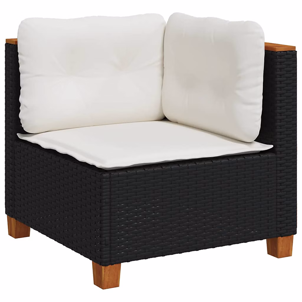 Salon et mobilier de jardin – Canapé d'angle de jardin avec coussins noir résine tressée vidaXL