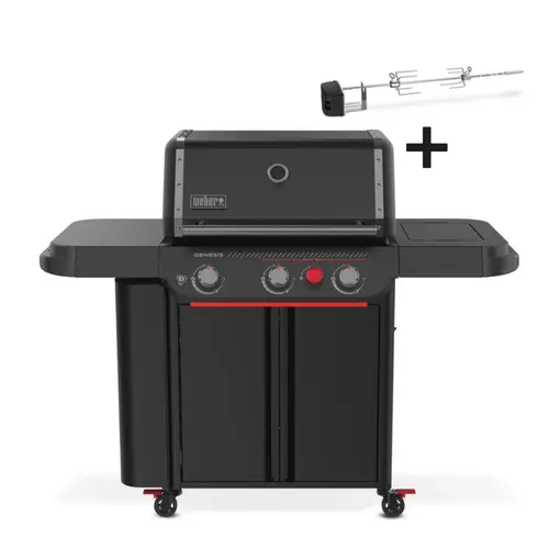 Solution pratique:Barbecue gaz en acier émaillé noir Weber Genesis E-330WR Stealth - 156 x 68,5 x 122 cm