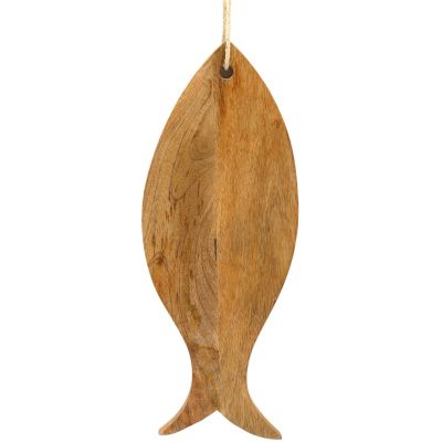 Planche à découper en bois de manguier poisson 49 x 19 cm