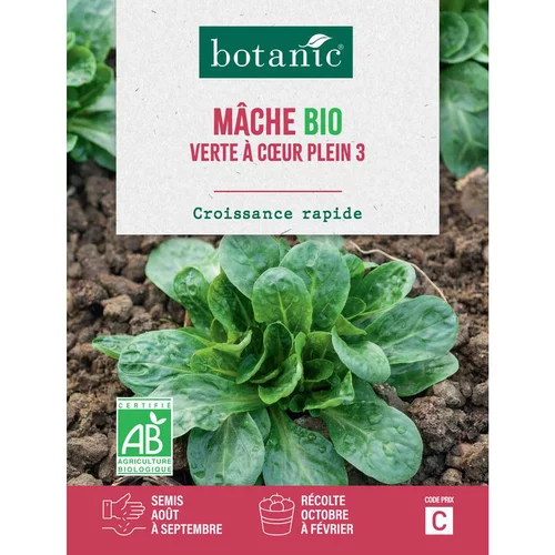 Pour un jardin bien organisé:Graines de mâche verte à cœur plein bio botanic® - graines à semer