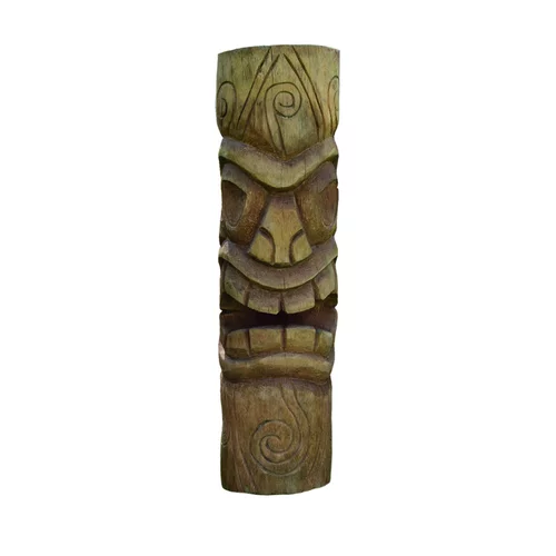 Pour un jardin plus agréable:Sculpture en bois de cocotier Tête de Tiki mauri - 50 cm