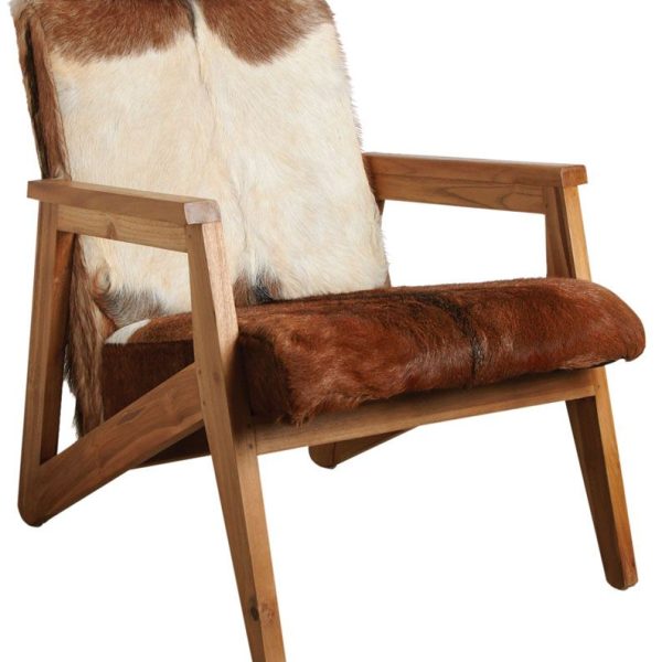Fauteuil en peau de chèvre marron