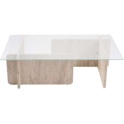 Table basse en verre et aggloméré Flavio (Travertine)