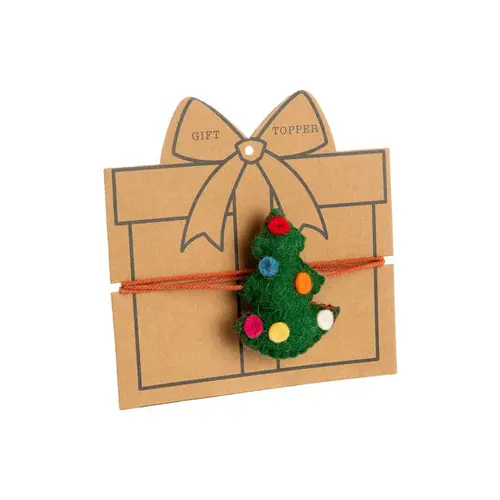 Au quotidien：Décor pour cadeaux sapin en feutrine vert - 2,5 x 3 cm