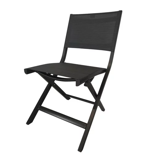 Accessoire au jardin:Chaise pliante coloris noir en aluminium Nils