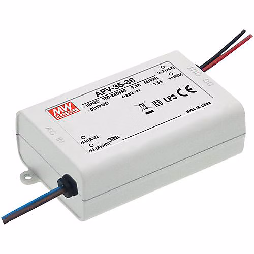 Driver LED MEAN WELL APV-35-24 – 36 W, 24 V, 1500 mA, boîtier plastique IP30