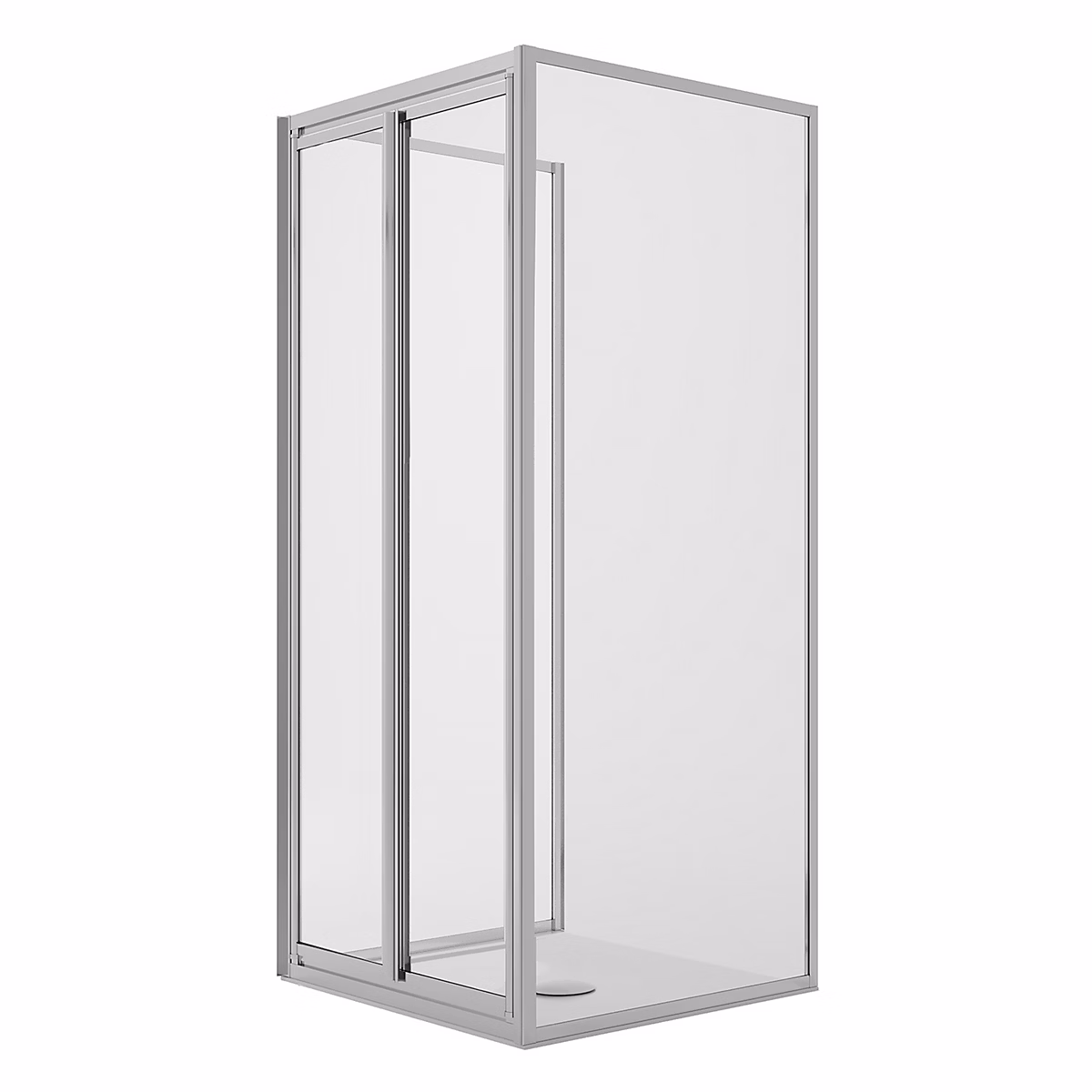 Cabine de douche 3 côtés 80 × 90 × 80CM H198 Verre Transparent 2 Fixes+Saloon 2 Pivotantes 90 mod West