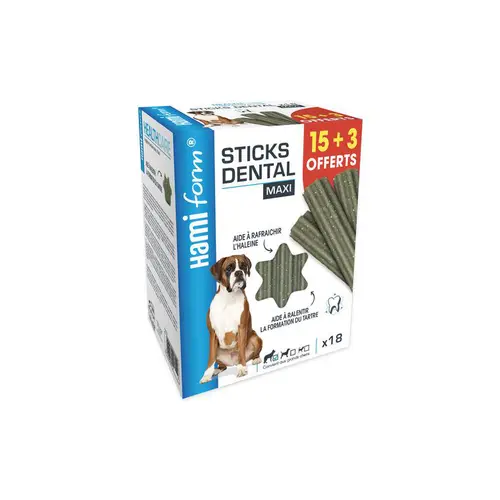 Pour les espaces verts：Sticks Dental Maxi pour chien Hamiform - la boîte de 15 + 3