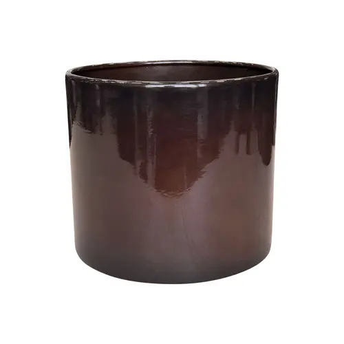 Jardin au quotidien:Pot cylindrique en métal recyclé coloris brun flambé Upcycle Cylindre XXL - Ø 36 x H 32 cm
