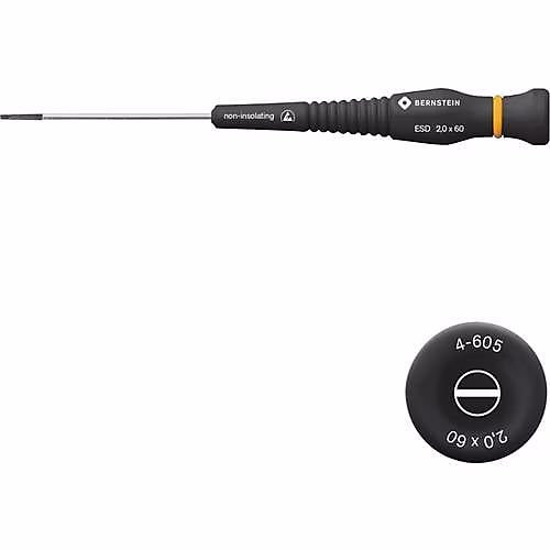 BERNSTEIN 4-605 – Tournevis plat de précision 2, 0 mm, manche antistatique