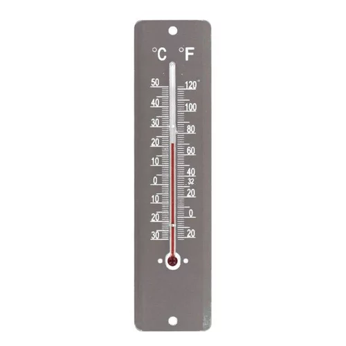 Idée utile：Thermomètre en tôle peinte coloris taupe de 20 cm