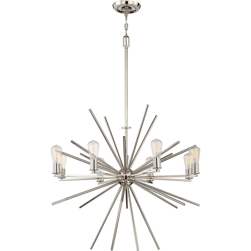 Elstead Carnegie – Lustre à 8 ampoules au fini argenté, E27