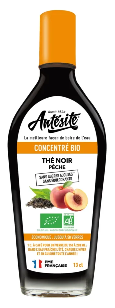Mieux au jardin:Concentré bio de thé noir pêche en bouteille - 13 cl