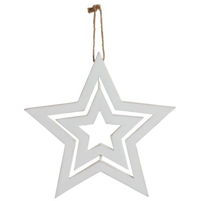Etoile en bois blanc à suspendre (Petit)