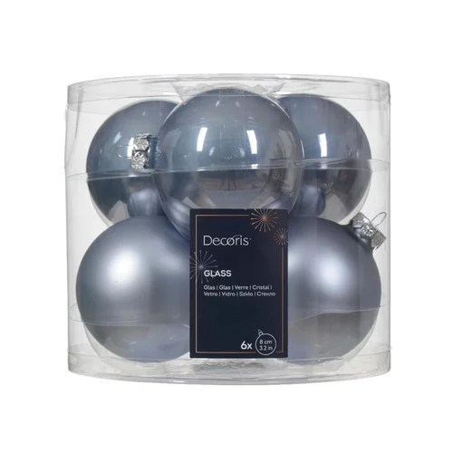 Facile pour le jardin：Boite 6 boules en verre Bleu Kaemingk - Ø 8 cm