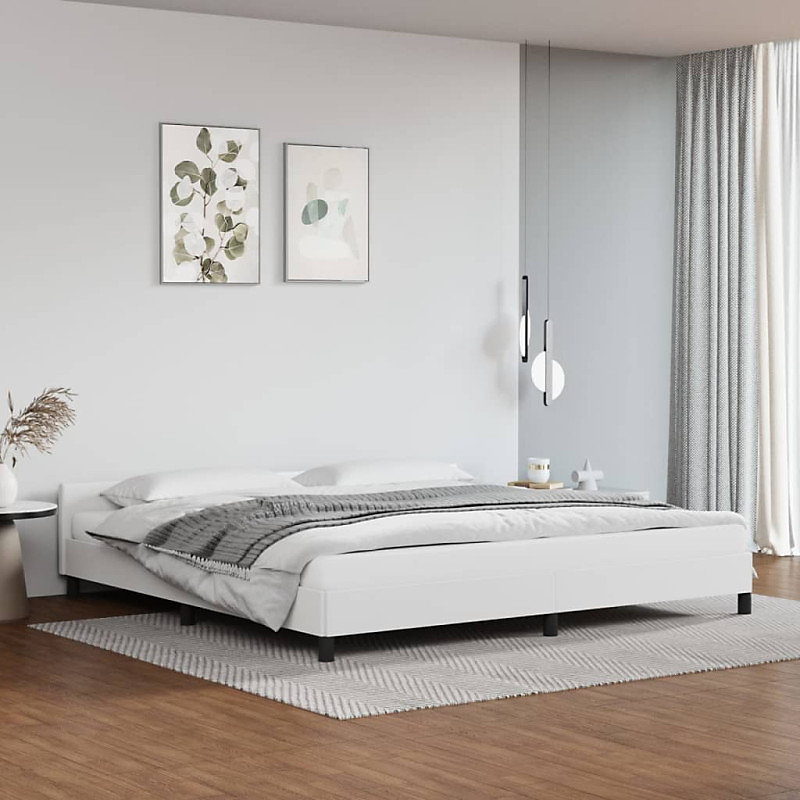 Cadre de lit avec tête de lit sans matelas blanc 200 × 200 cm