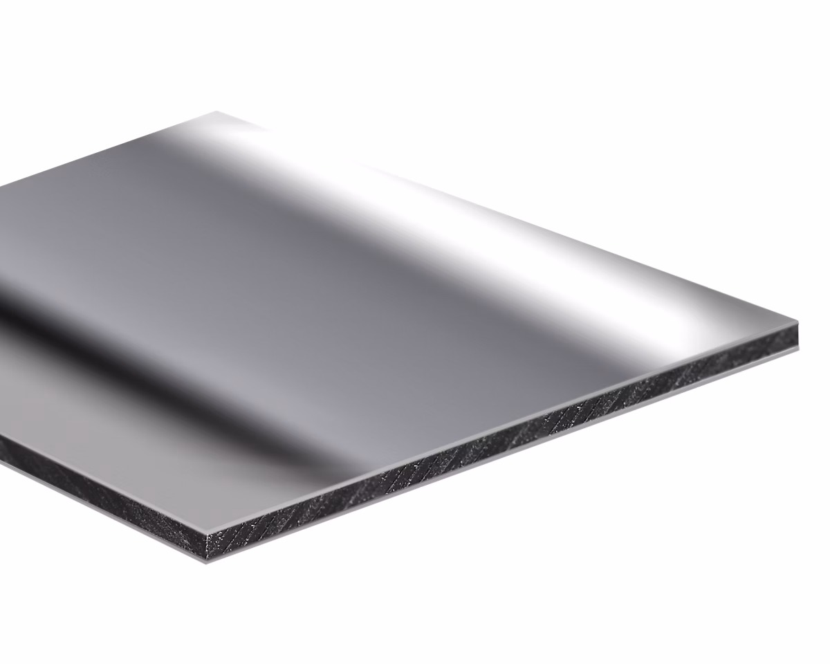 Plan de travail, crédence et fond de hotte – Crédence réversible miroir / aluminium brut 1 x 0.50 m ép. 3 mm