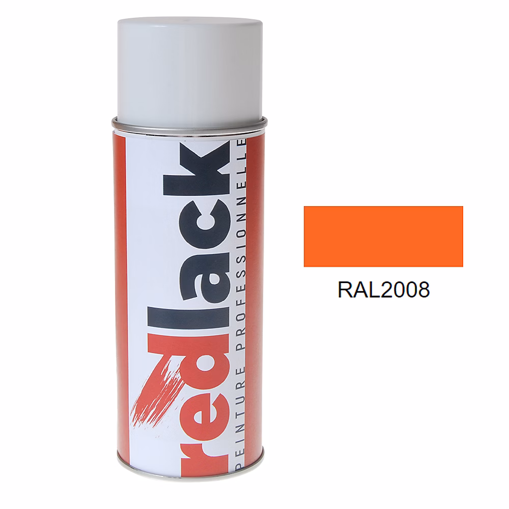 Bombe de peinture Aérosol – spray | 400ml | RAL 2008 Orangé rouge clair | Brillant | multisupport | Redlack | RAL2008