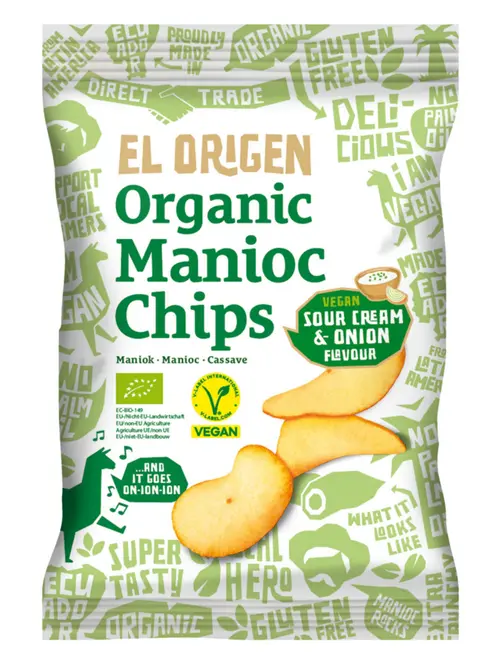 Esprit végétal：Chips manioc aux oignons bio El Origen - 80 g