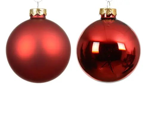 Loisirs au jardin:Ensemble de 6 boules en verre brillant et mat rouge - Ø 8 cm