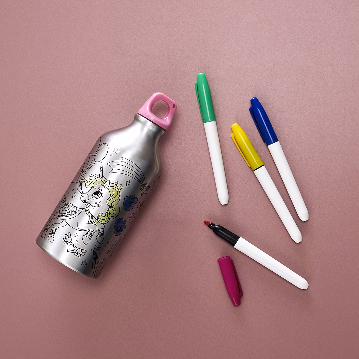 Bouteille de Transport – COOK CONCEPT, Licorne, Colorable, Argent