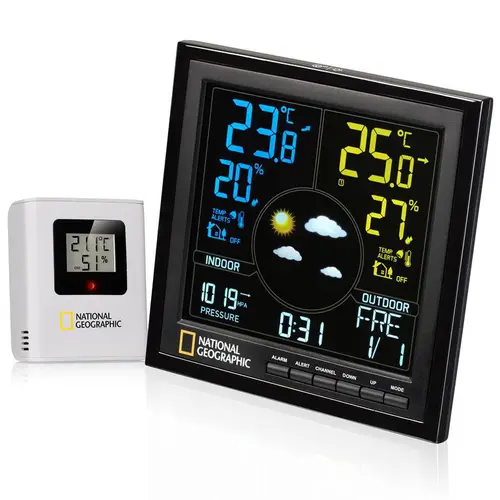 Bien pratique au jardin:Station météo RC couleur National Geographic - 14,3 x 15,1 x 2,6 cm