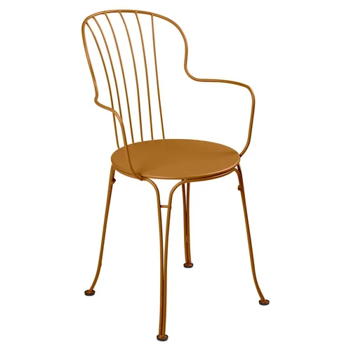 Espace vert pratique：Fauteuil Bridge Opera + coloris marron en acier Fermob - 52 x 56 cm
