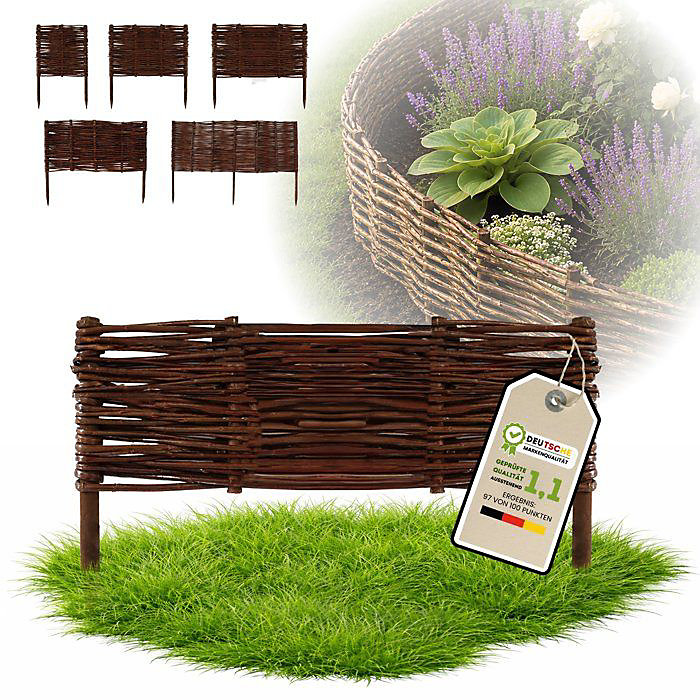 Clôture en osier | FLORANICA – 20 cm x 50 cm – Marron – Résistante aux intempéries – Facile à monter